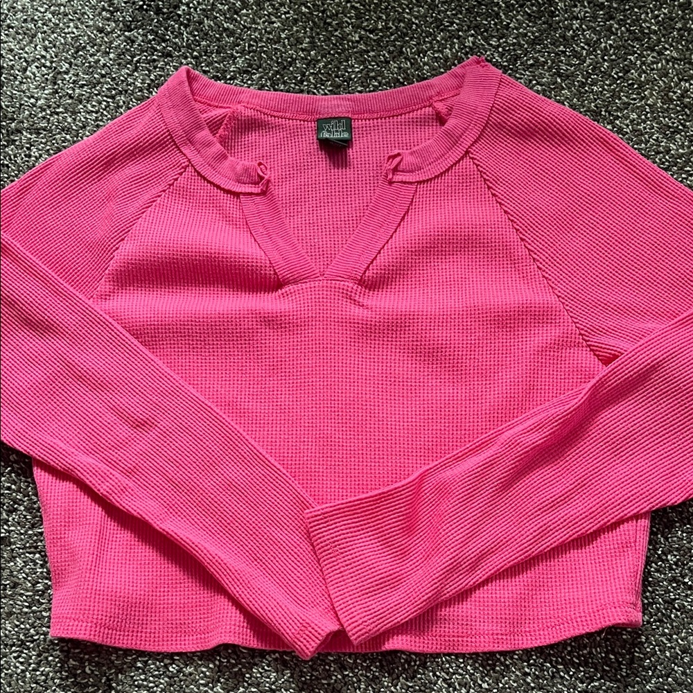 Pink waffle crop top